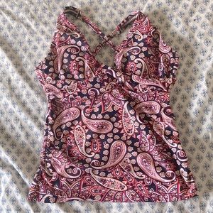 Merona Paisley Tankini cross back Swim top